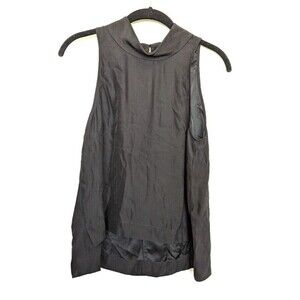 Emerson Thorpe Shirt Womens XS Black‎ Sleeveless Silky Minimalist Office Mature